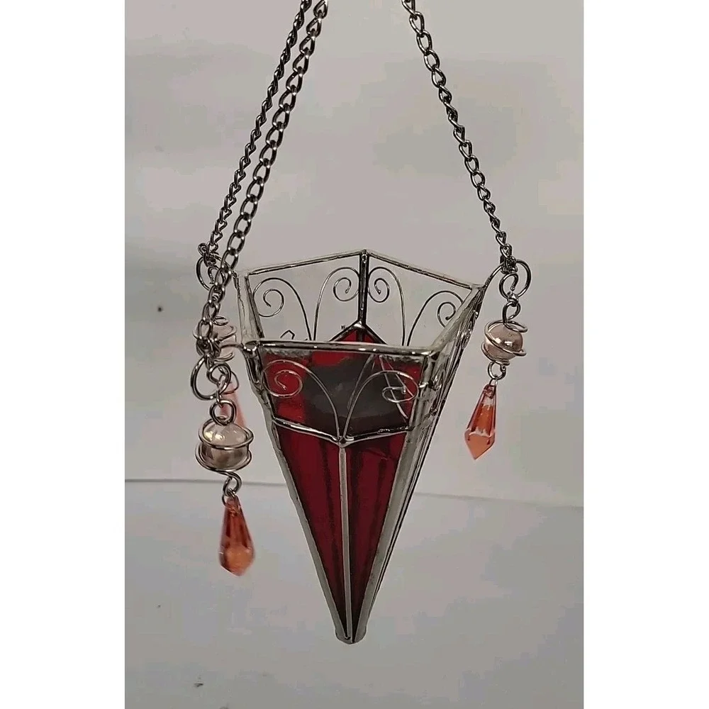 Upsidedown Pyramid Tea Light/‎ Votive Candle Holder w/ Glass Votive Cup